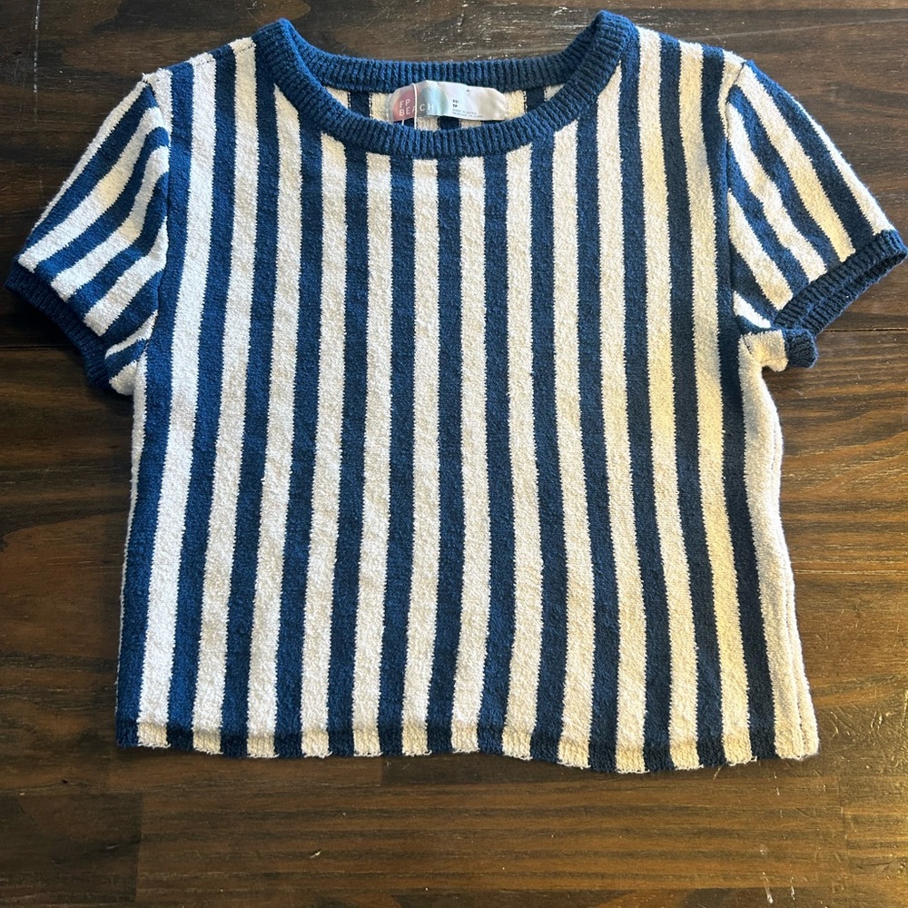 Free People Beach Striped Blue and White